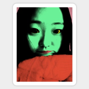 BEAUTIFUL FUNNY ASIAN GIRL POP ART COLOR Sticker